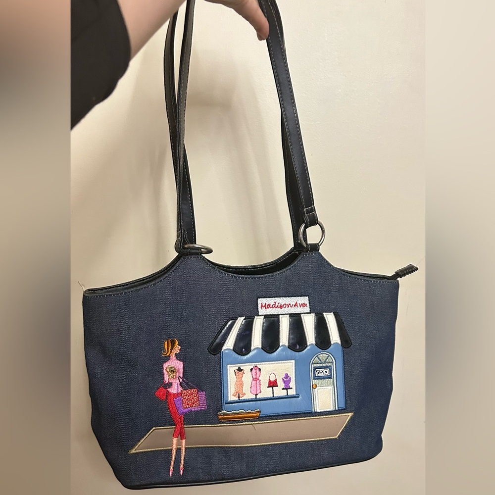 New York Madison Ave Navy Blue Medium Tote Bag